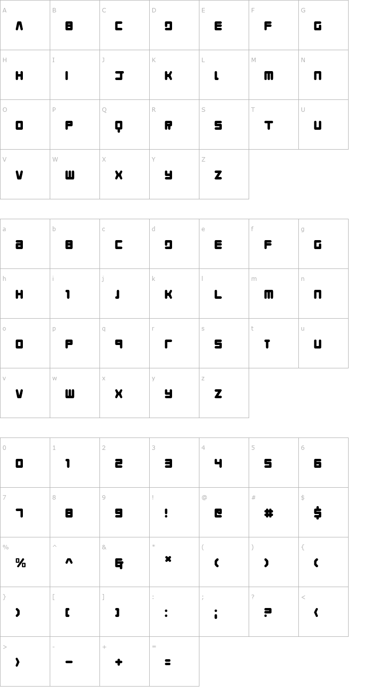 Character Map Young Techs Font