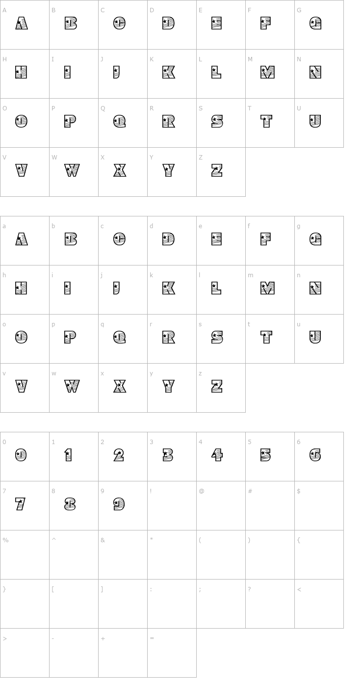 Character Map YoungStar Font