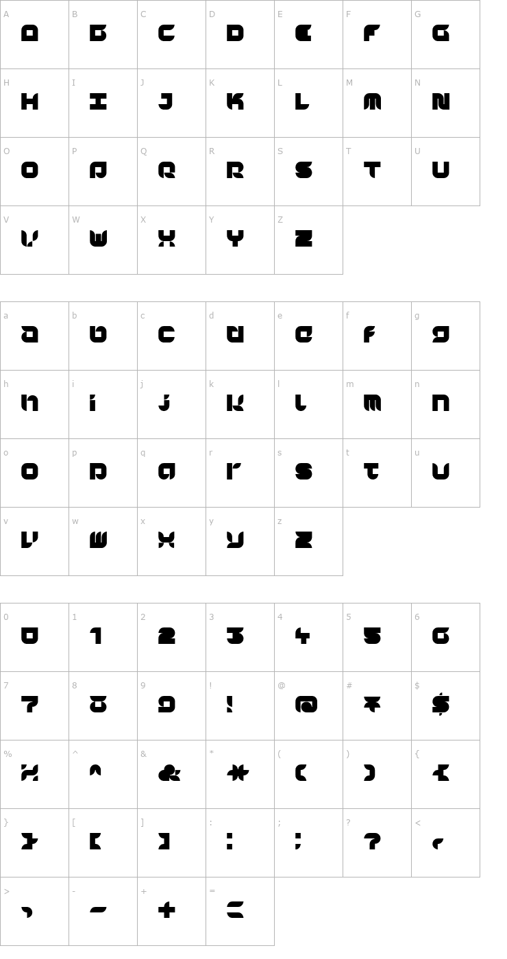 Character Map Yr72Bold Font