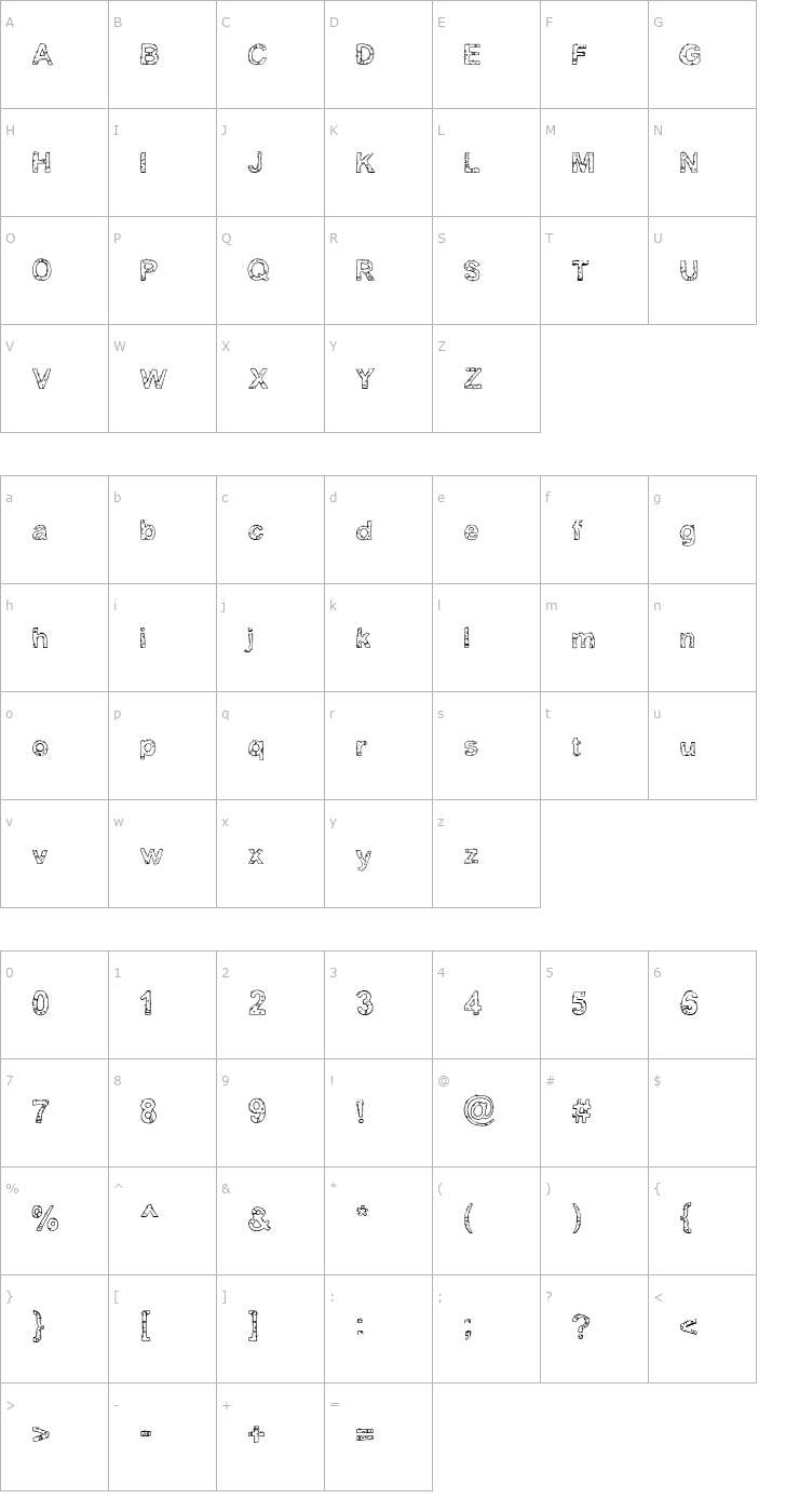 Character Map Yugly Font