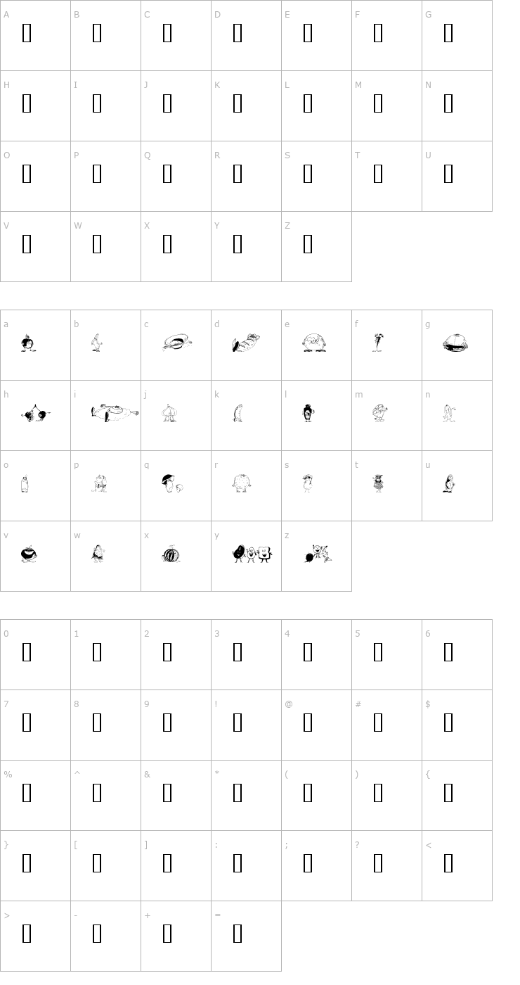 Character Map Yummi Font