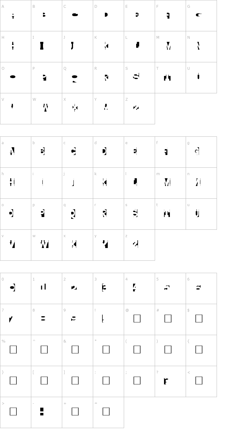 Character Map Yurnacular Font