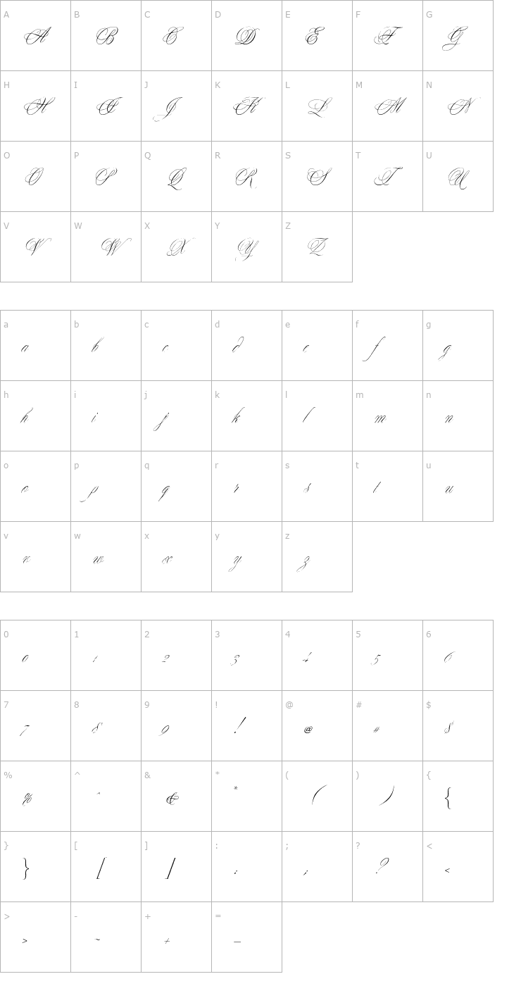 Character Map Yvette Font