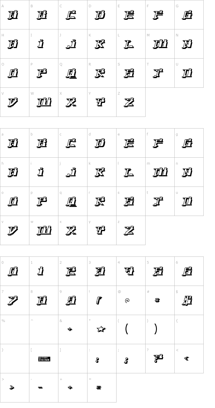 Character Map Yytrium Font