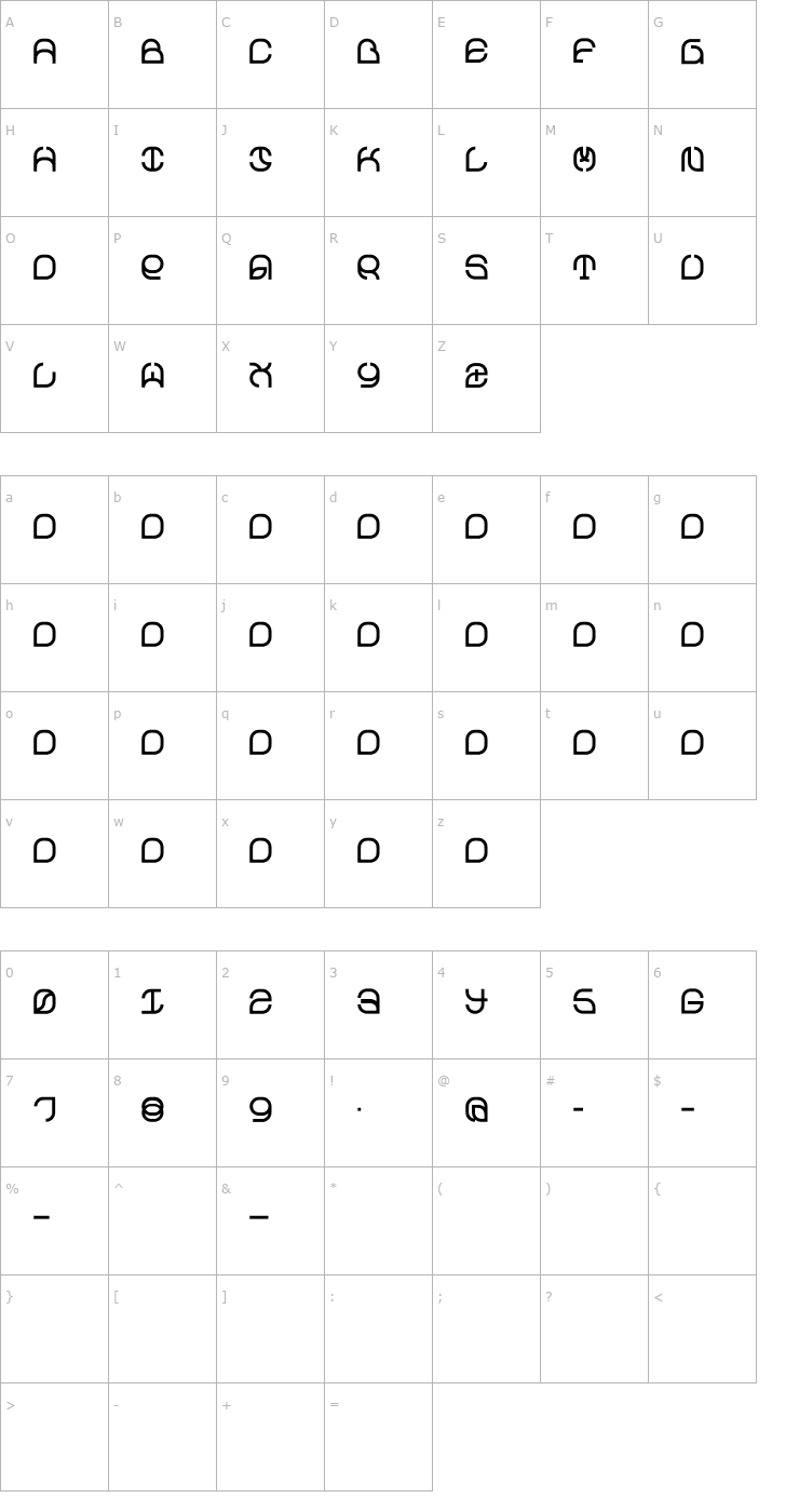 Character Map Z_exMastang Font