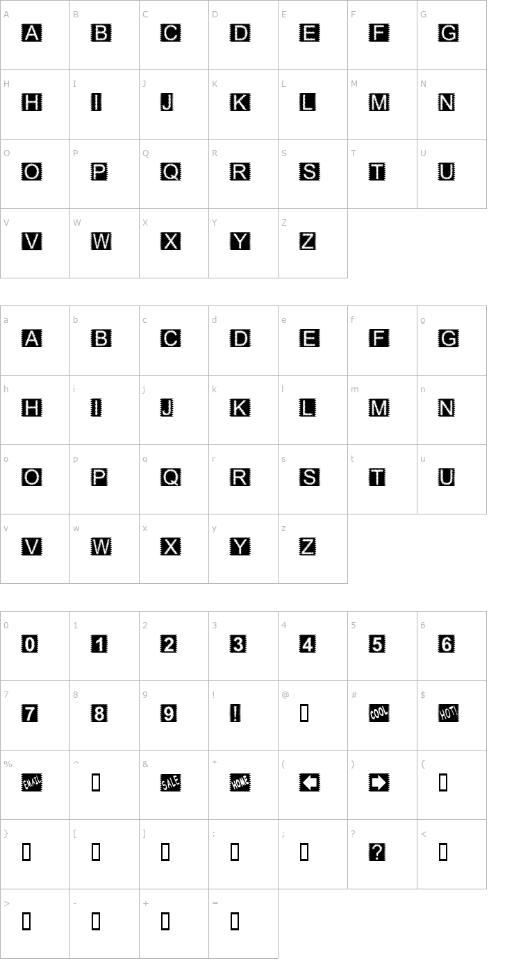 Character Map Zacken Normal Font
