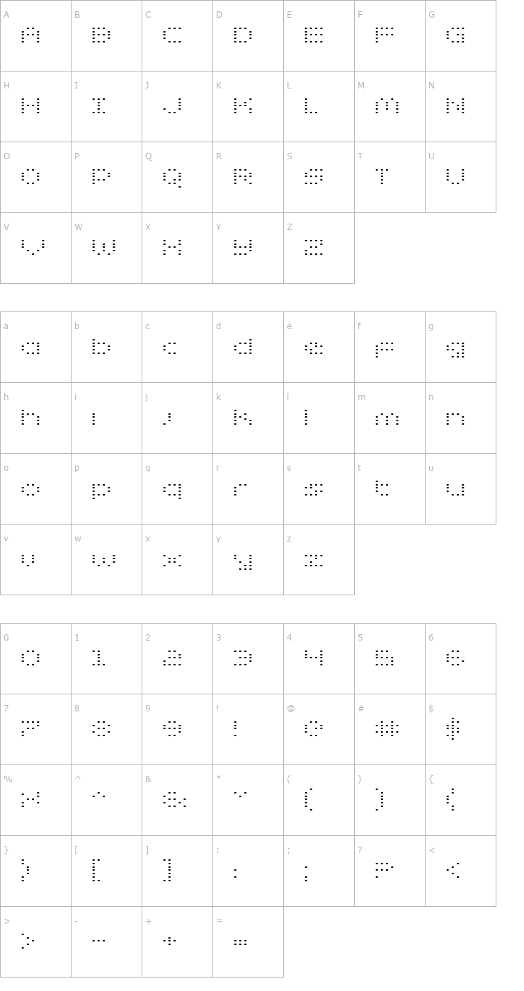 Character Map Zado Expanded Font