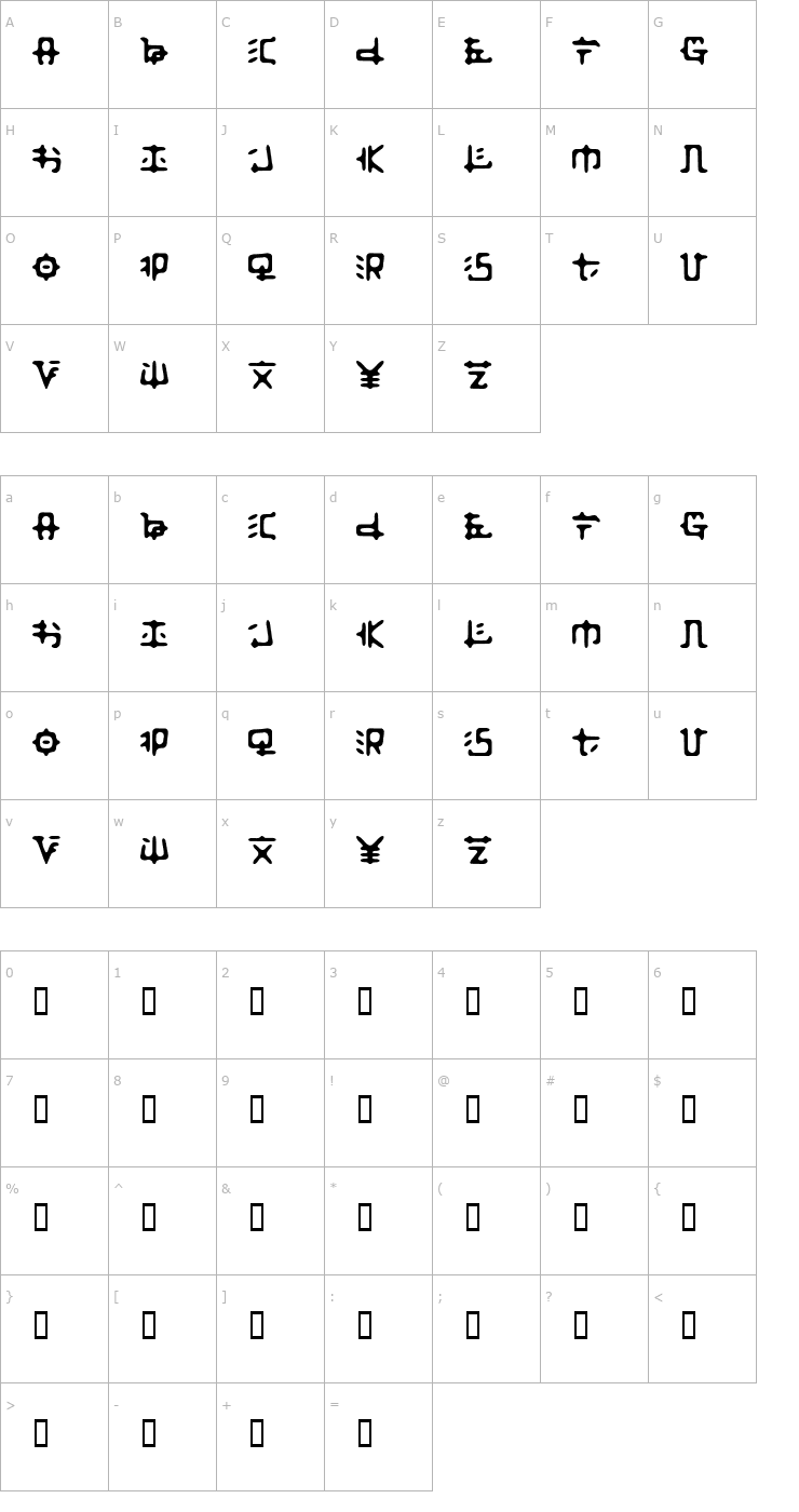Character Map Zaibatsu Font