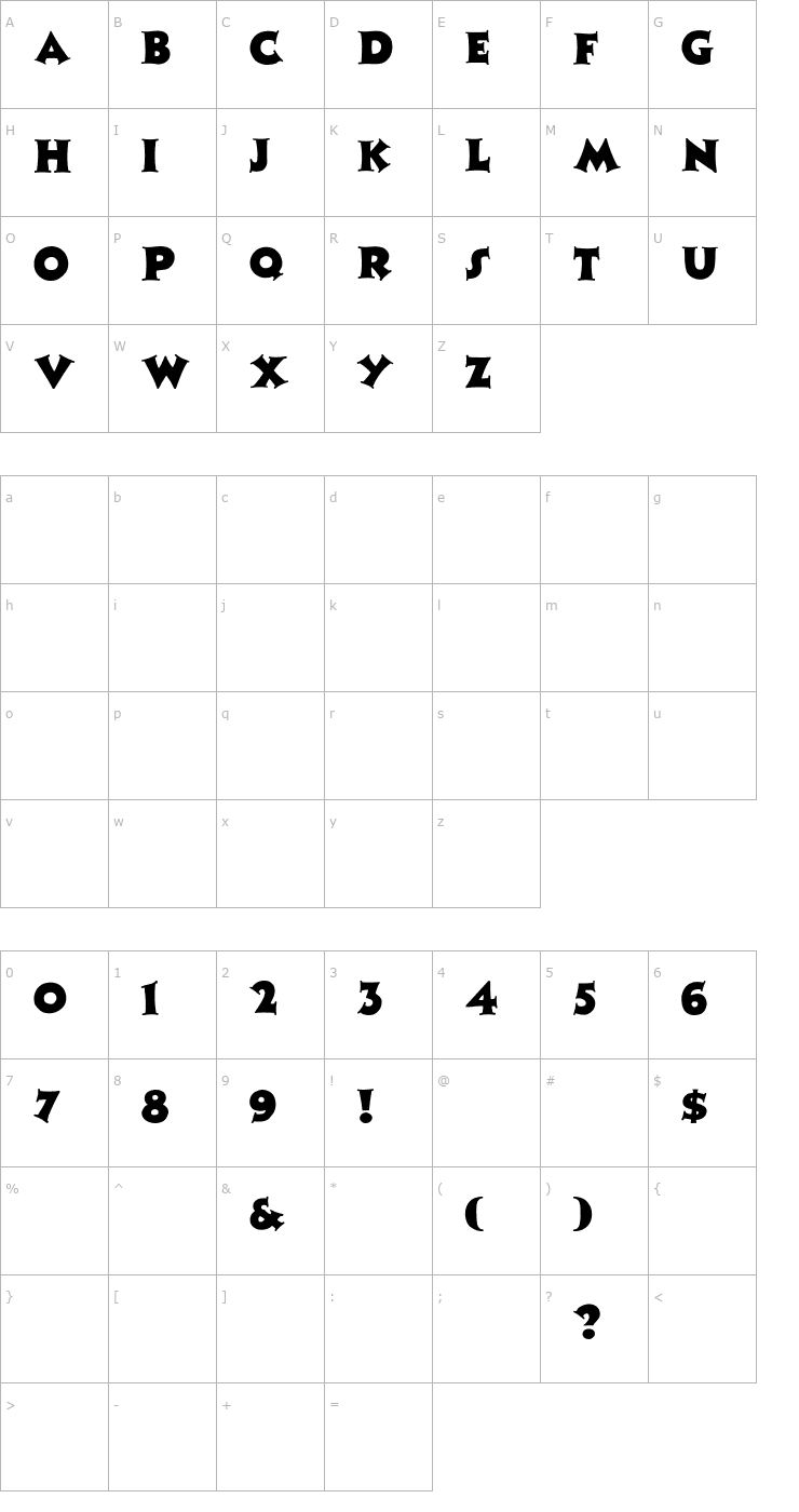 Character Map ZaleskiCaps Font