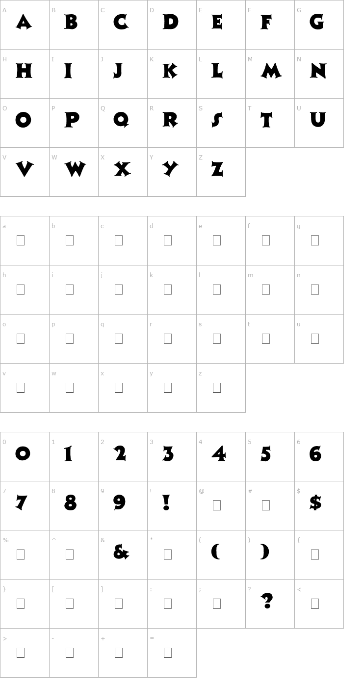Character Map ZaleskiCaps Medium Font