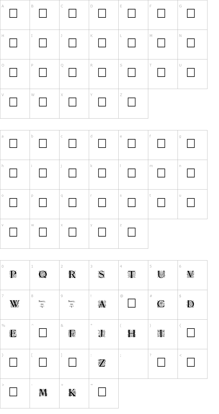 Character Map Zallman Plain Font