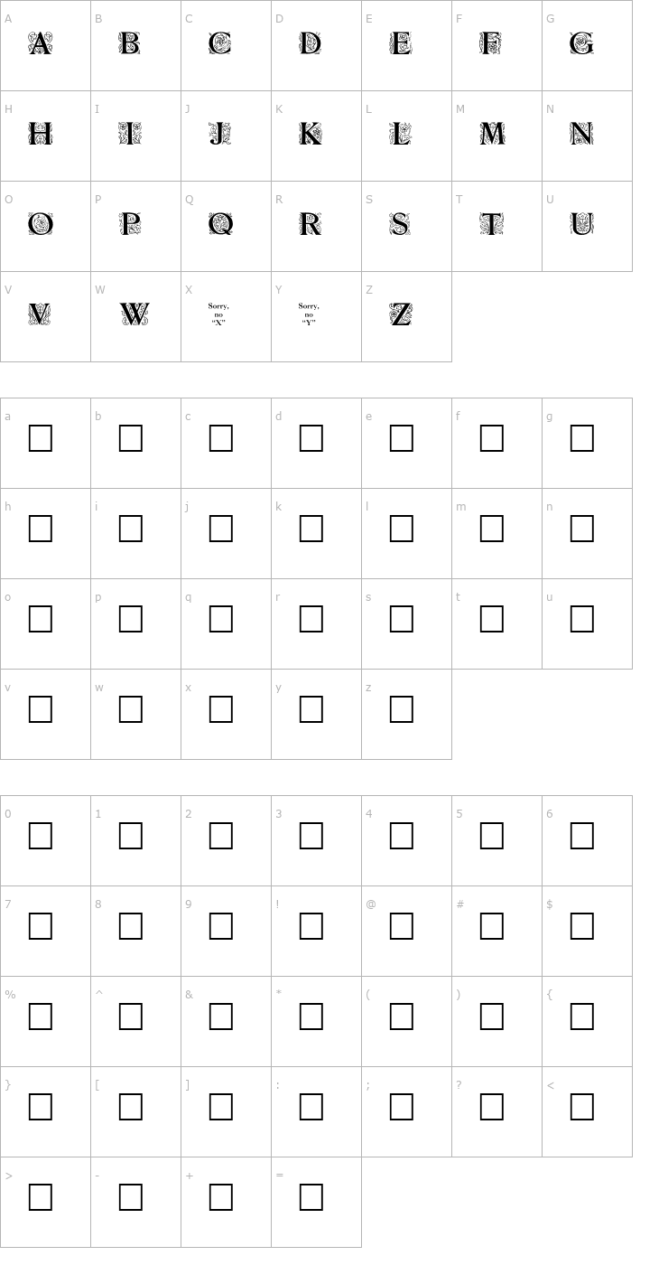 Character Map ZallmanCaps Font