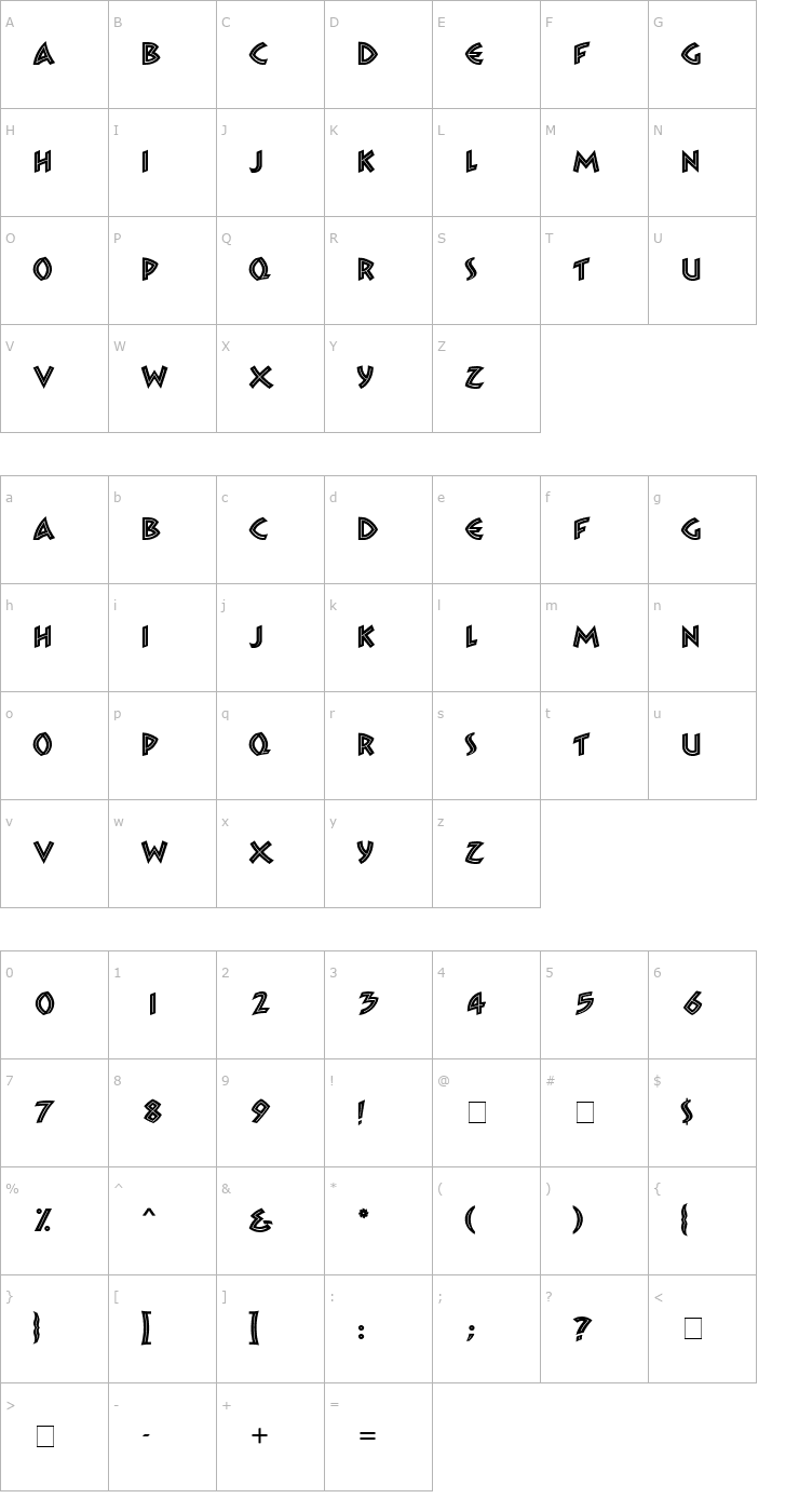 Character Map Zambesi MN Font