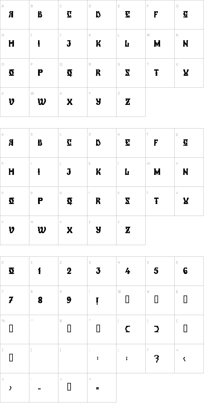 Character Map Zamolxis VI Font