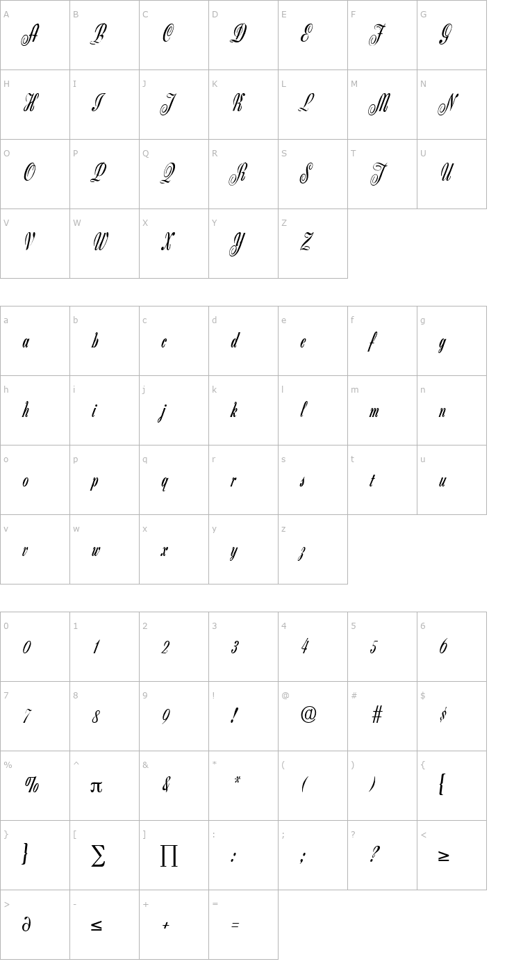 Character Map Zanzibar Font
