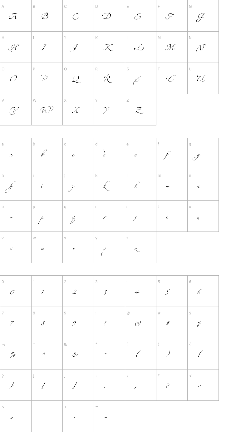 Character Map ZapfinoExtraLT-Two Font