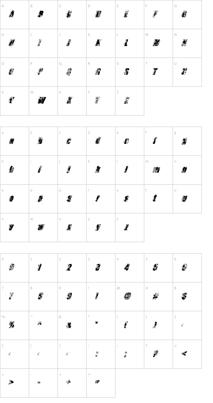 Character Map Zapped Font