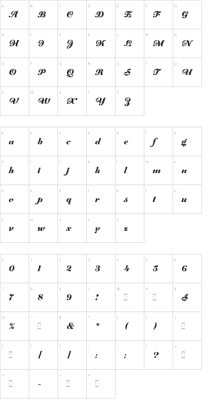 Character Map Zaragoza Font