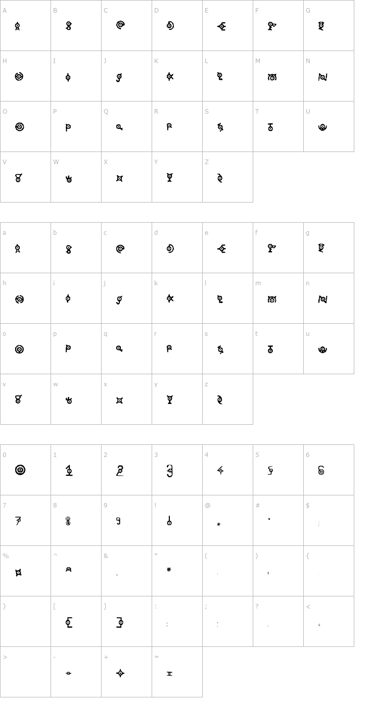 Character Map Zarbi Font