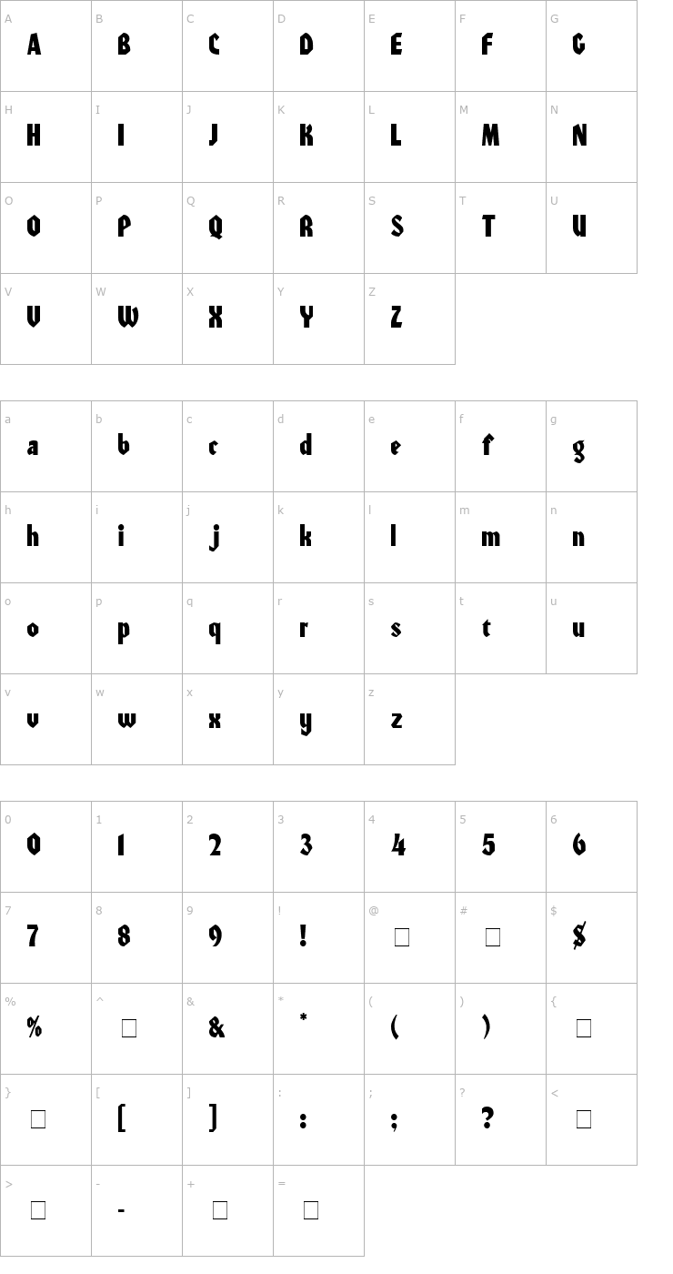 Character Map Zayin Display SSi Font