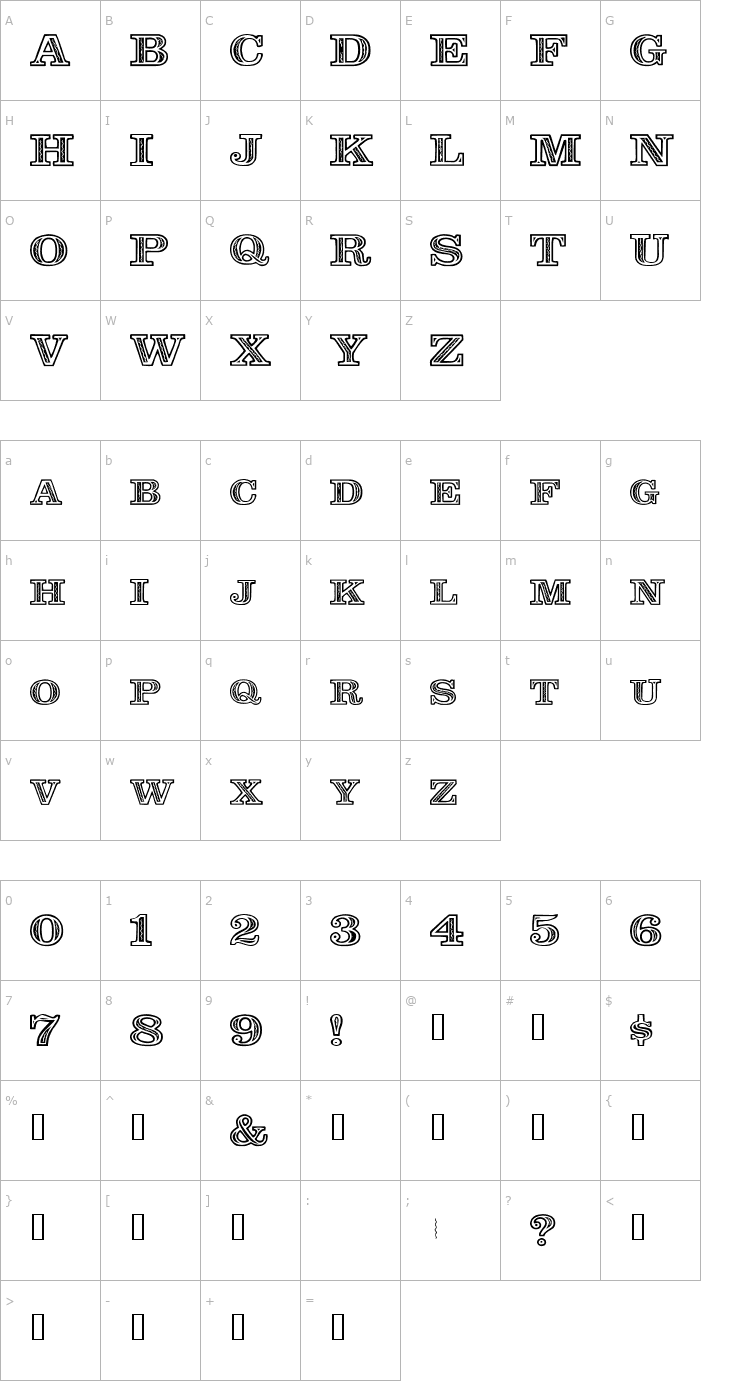 Character Map Zazou Font