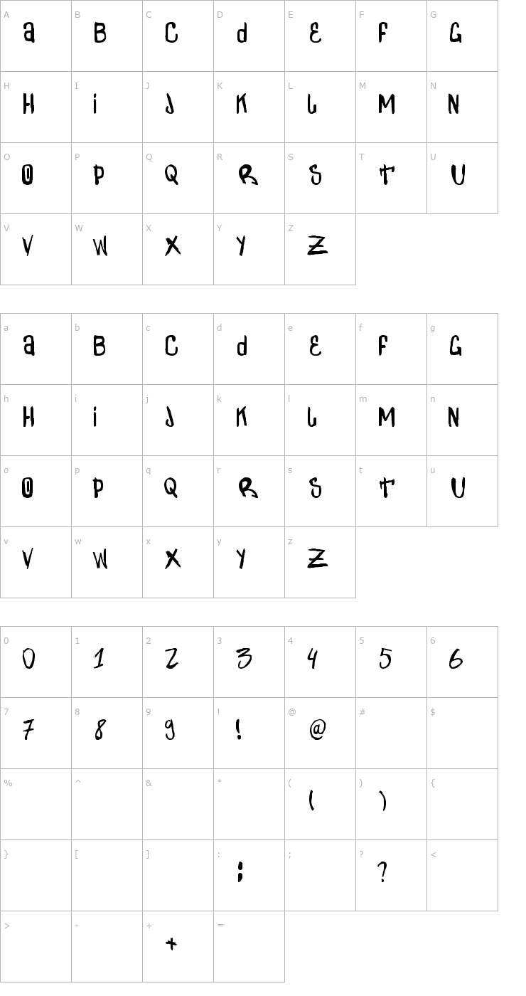 Character Map Zdarx Font