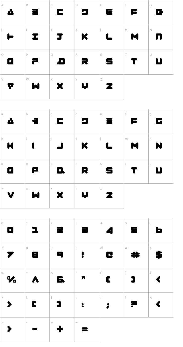 Character Map Zealot Font