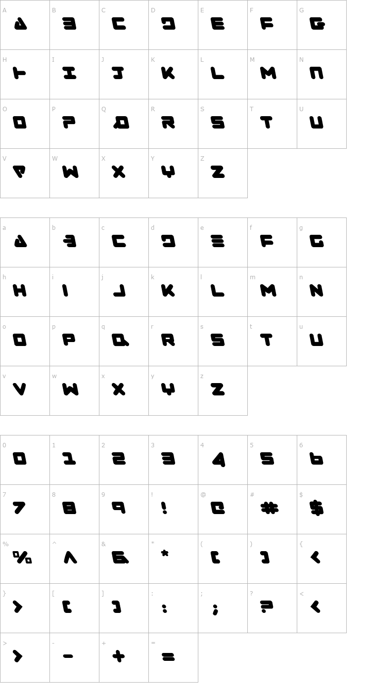 Character Map Zealot Leftalic Font