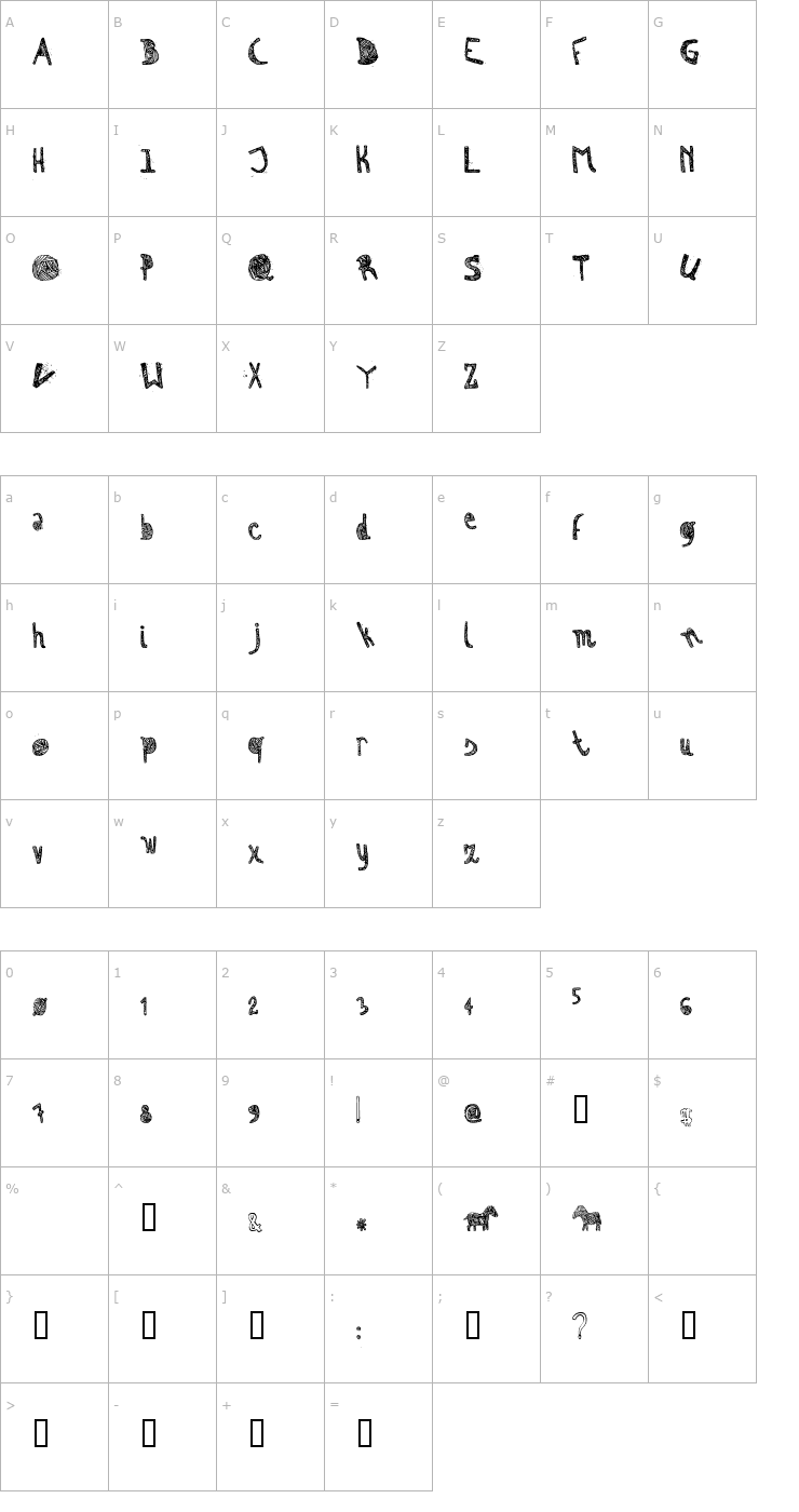 Character Map Zebra Font