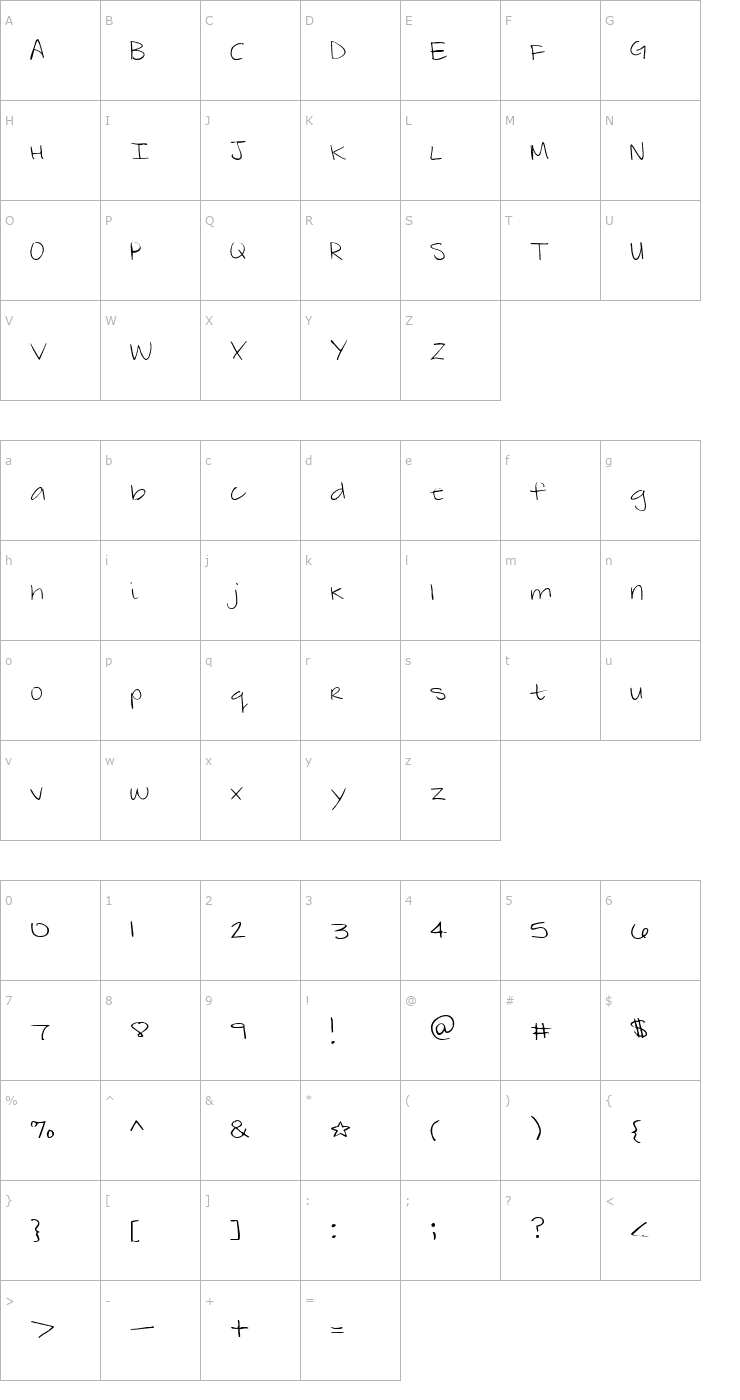 Character Map ZebraFlames Light Font