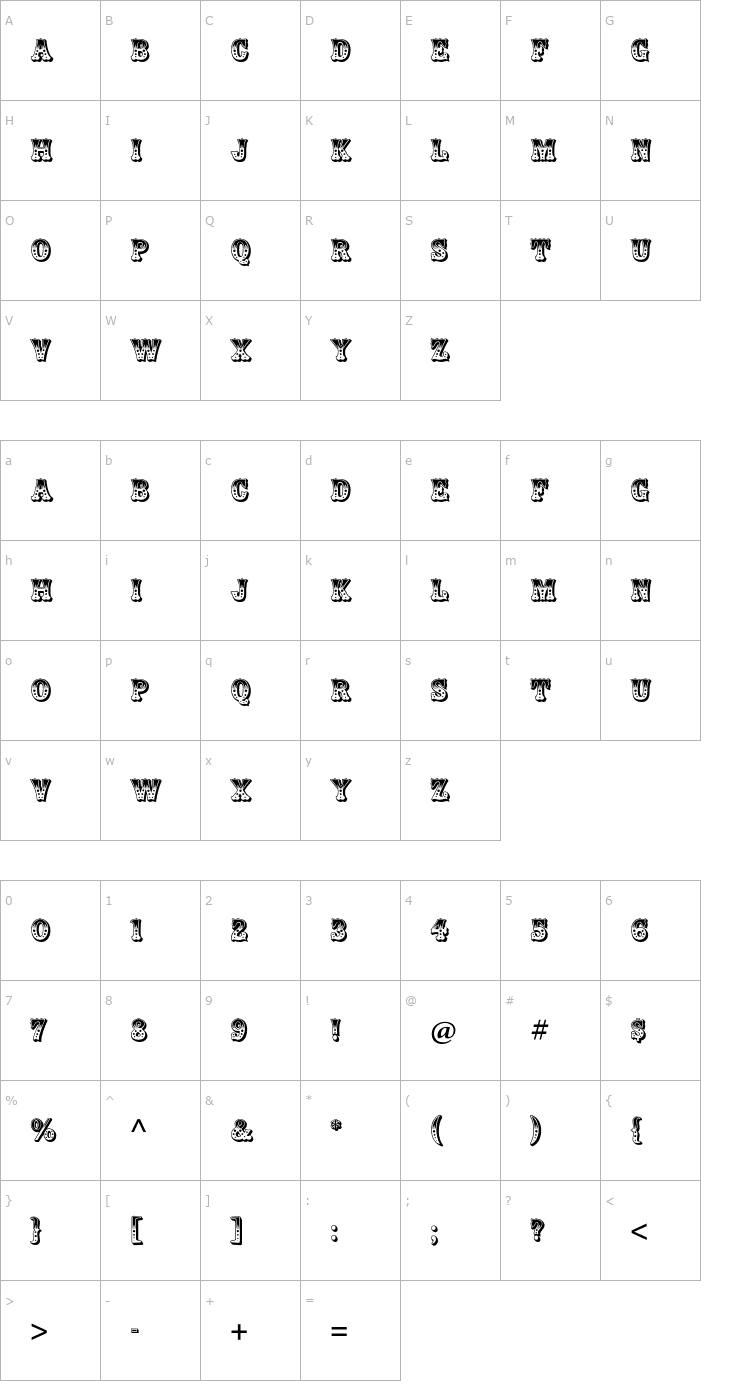 Character Map ZebrawoodStd-Regular Font
