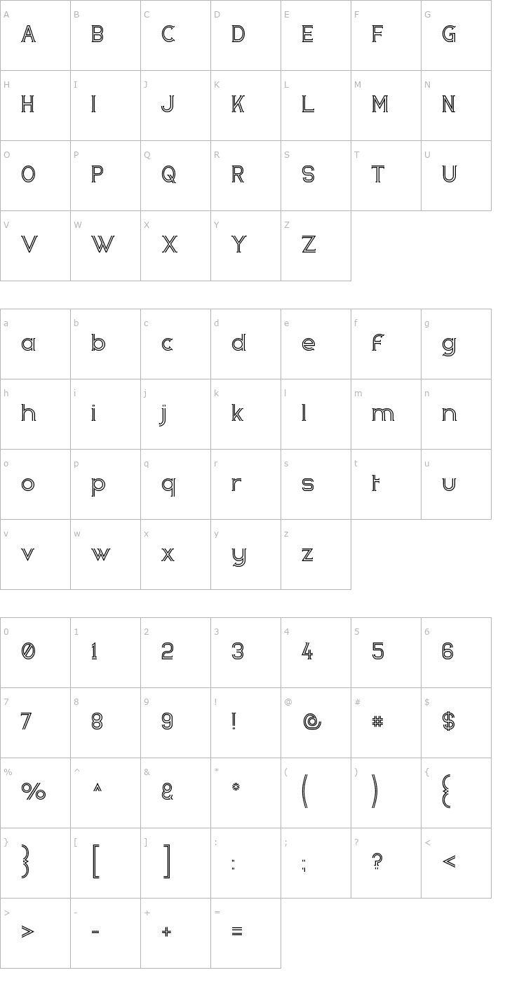 Character Map Zebrra Font