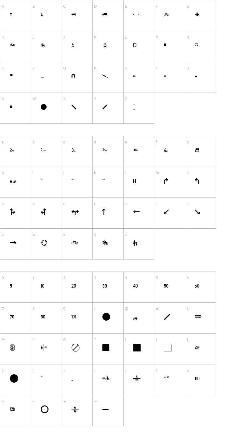 Character Map Zeichen Zweihundert Font