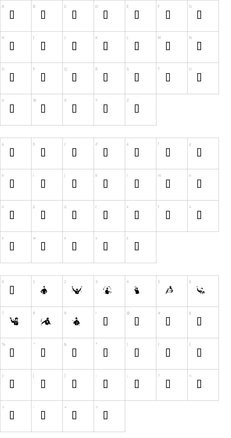 Character Map ZeichensSW Font