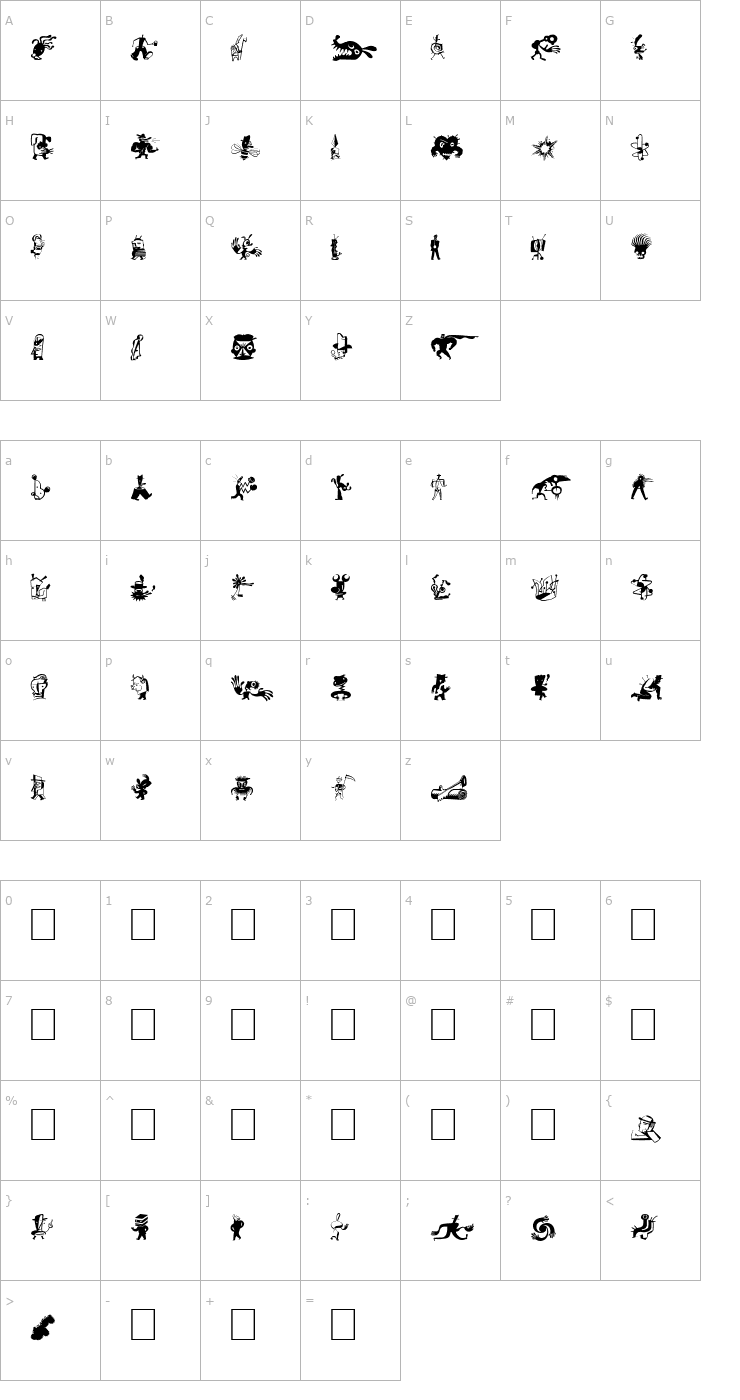 Character Map ZeitGuysOne Font