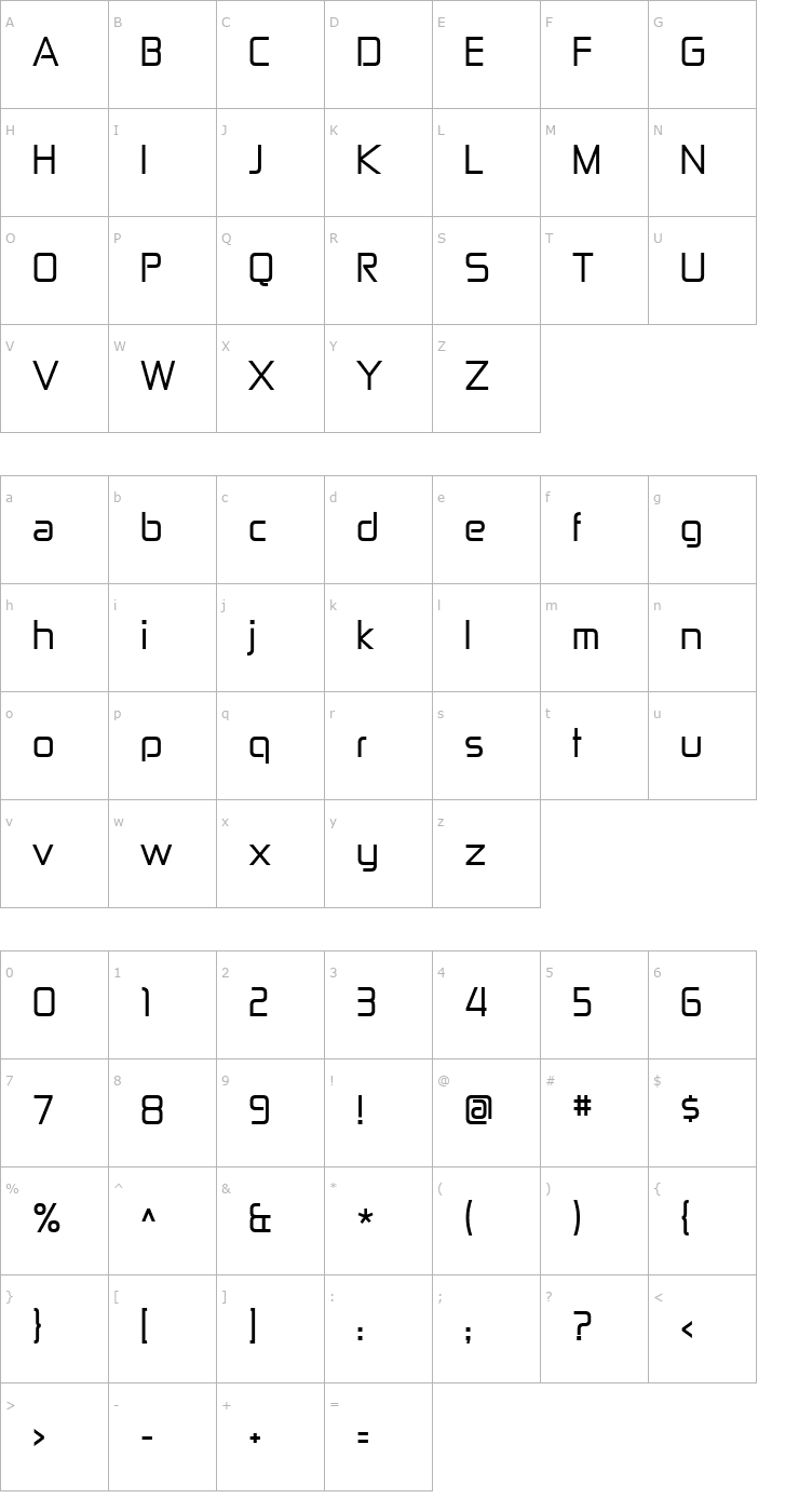 Character Map Zekton Font