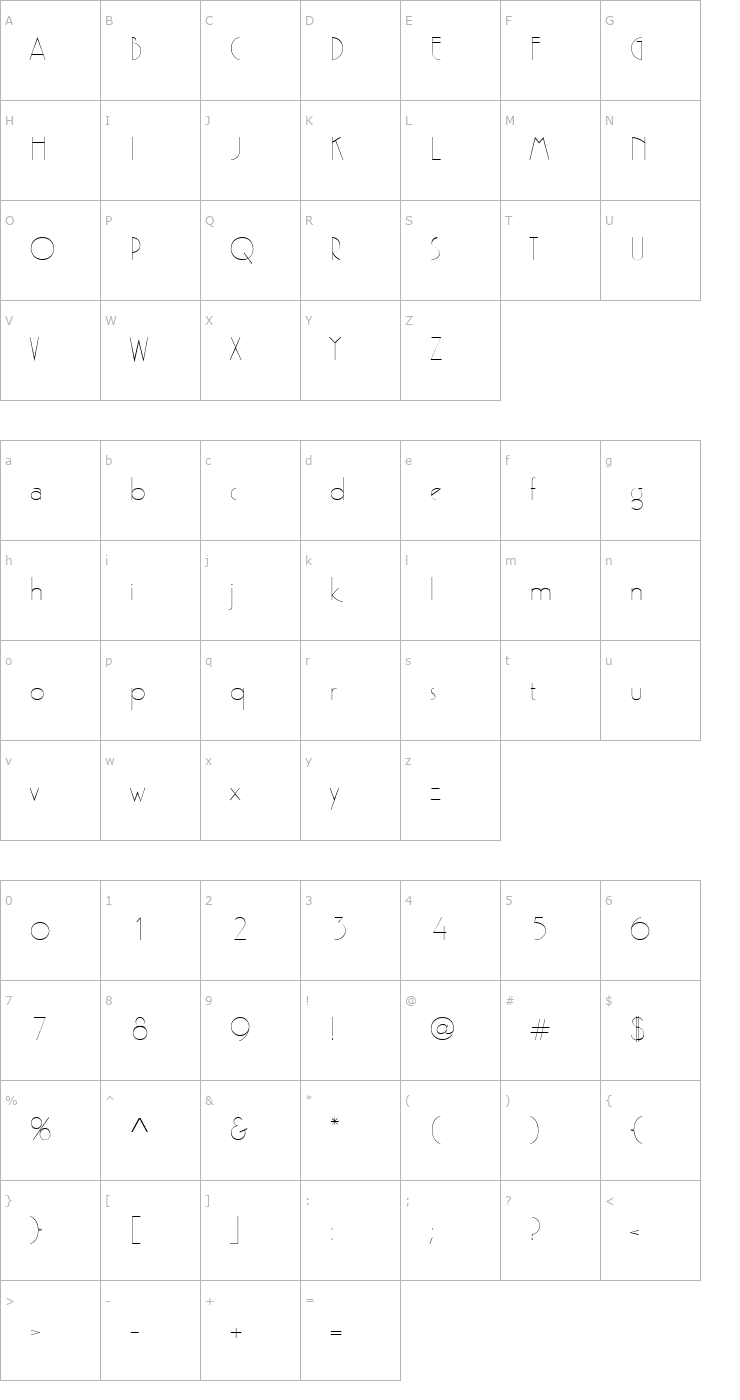 Character Map Zelda Font