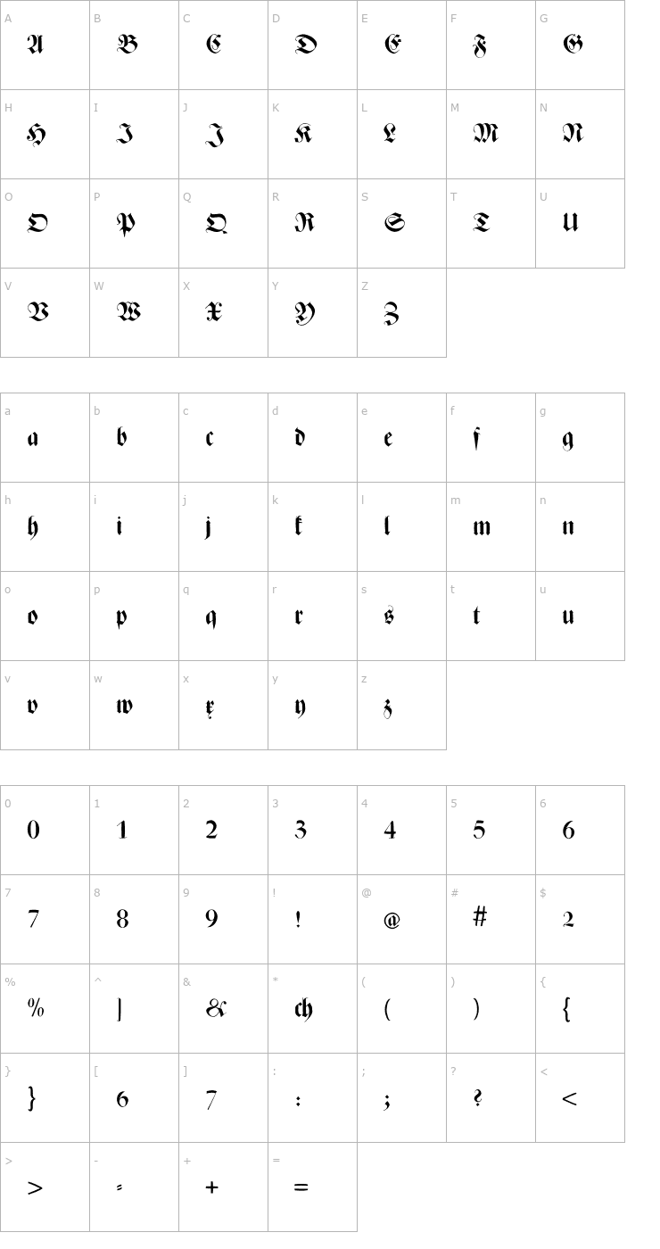 Character Map ZenFrax Font