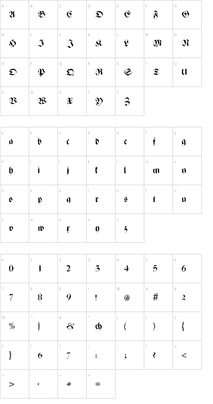 Character Map ZenFraxFreestyle Font