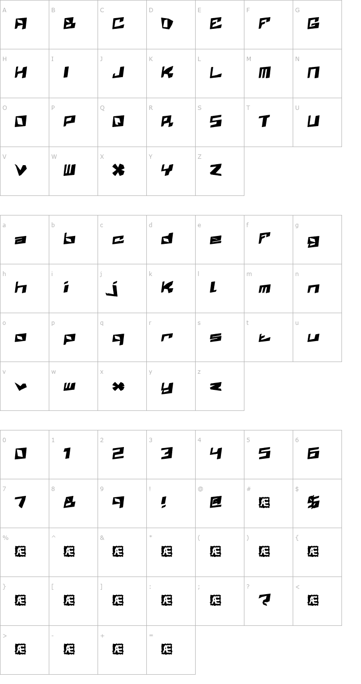 Character Map Zenith BRK Font