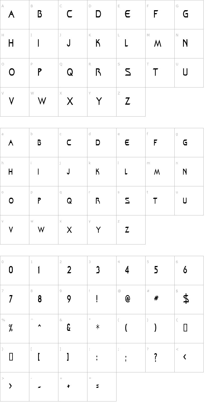 Character Map ZenonCondensed Font