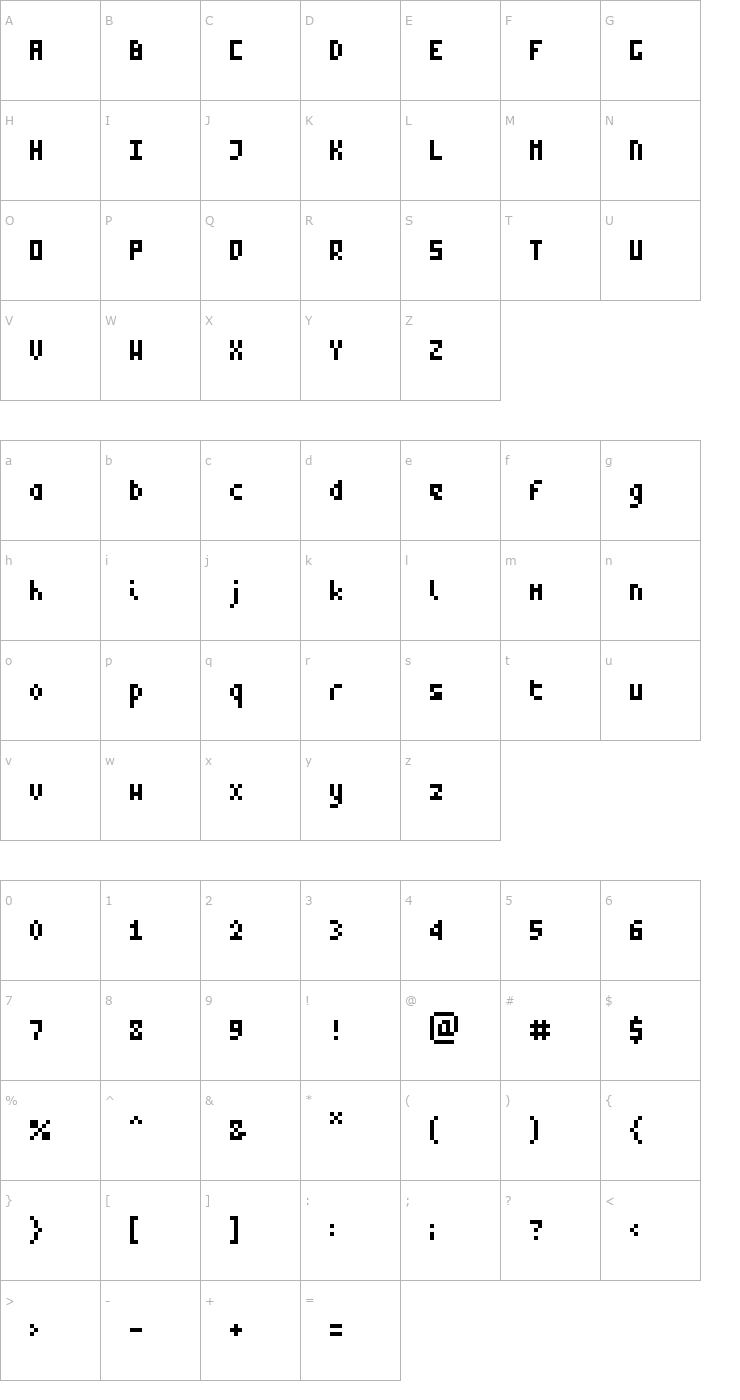 Character Map Zepto Font