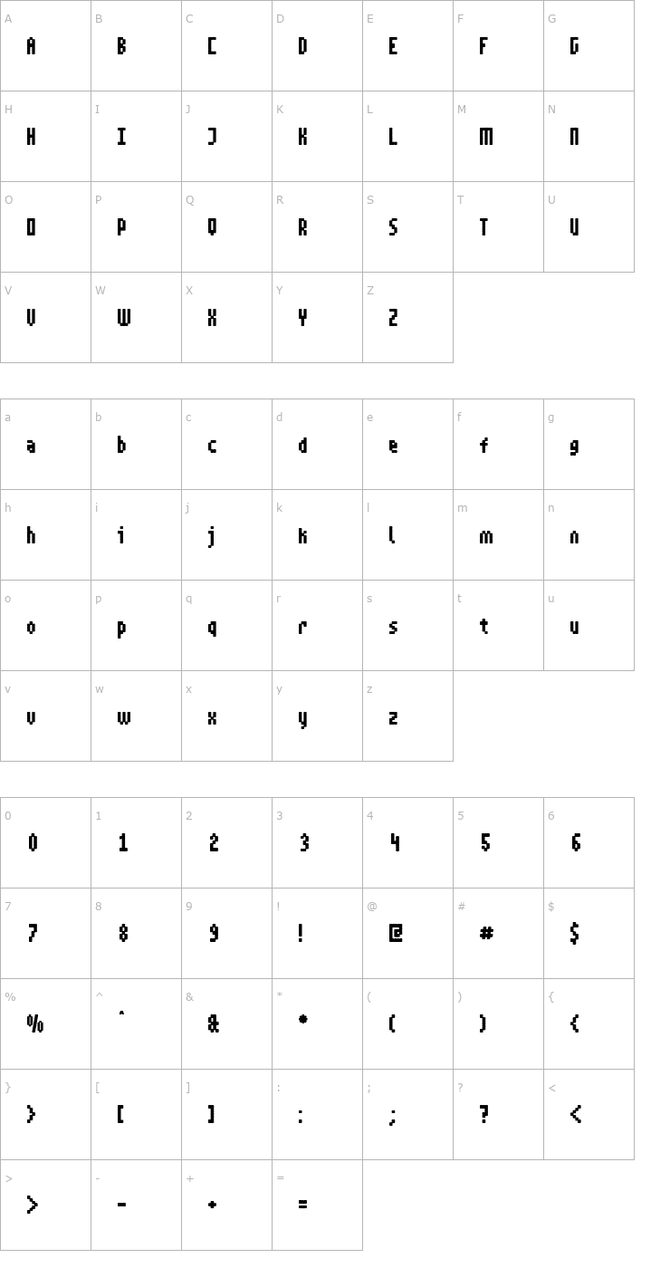 Character Map ZEro Bold Font