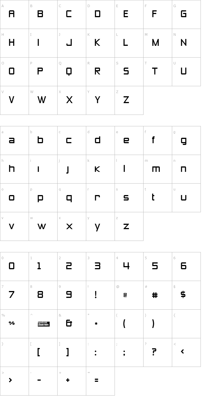Character Map Zero Threes Font