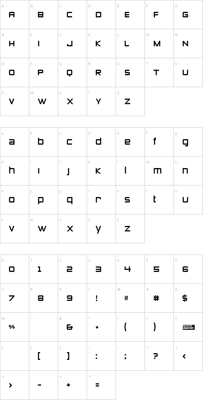 Character Map Zero Twos Font