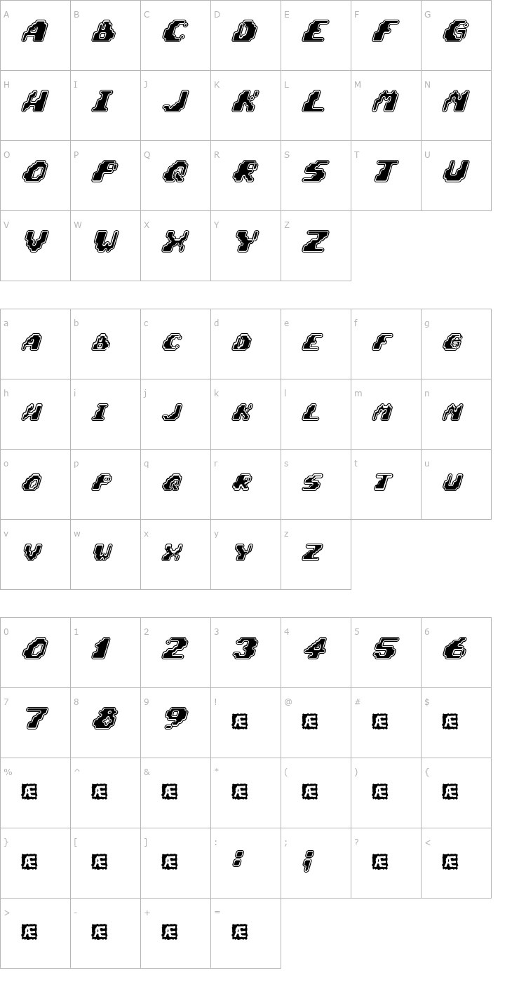 Character Map Zero Velocity Font