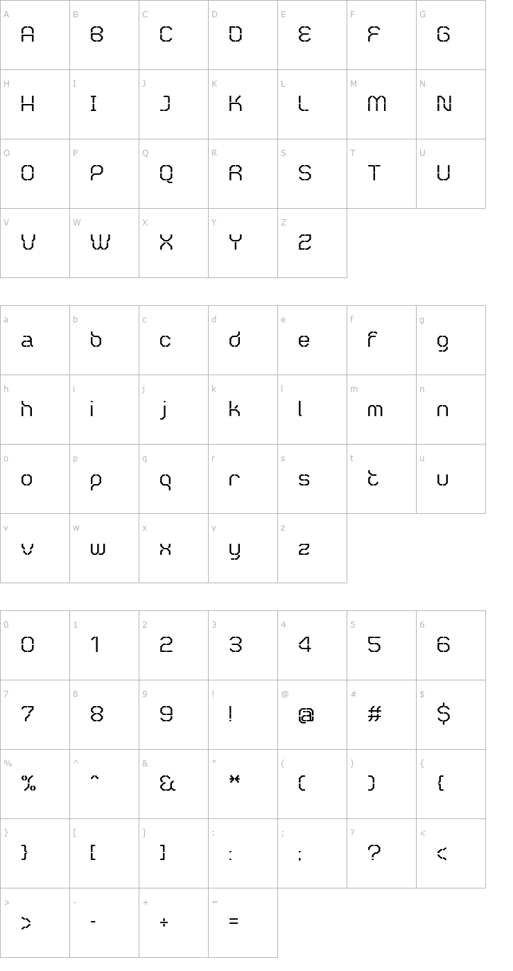 Character Map ZEROOPENBold Font