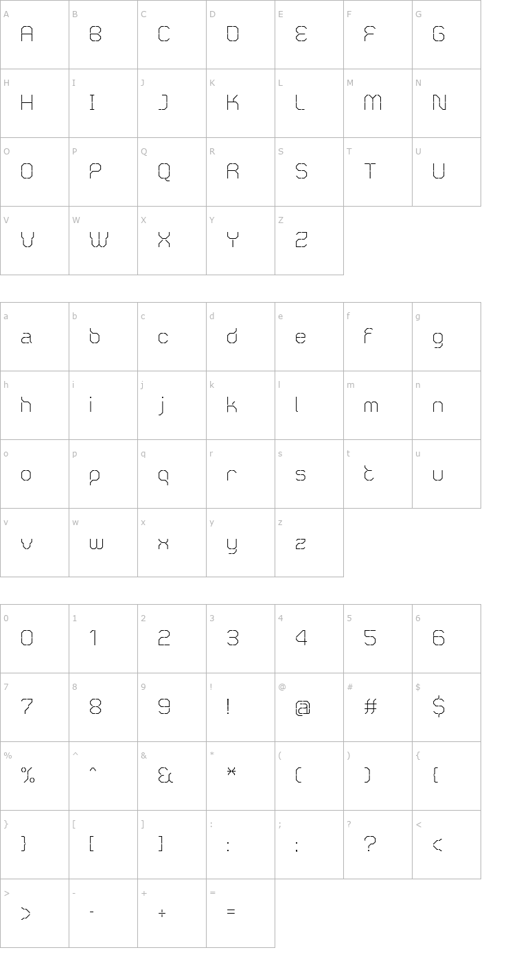 Character Map ZeroOpenFine Font