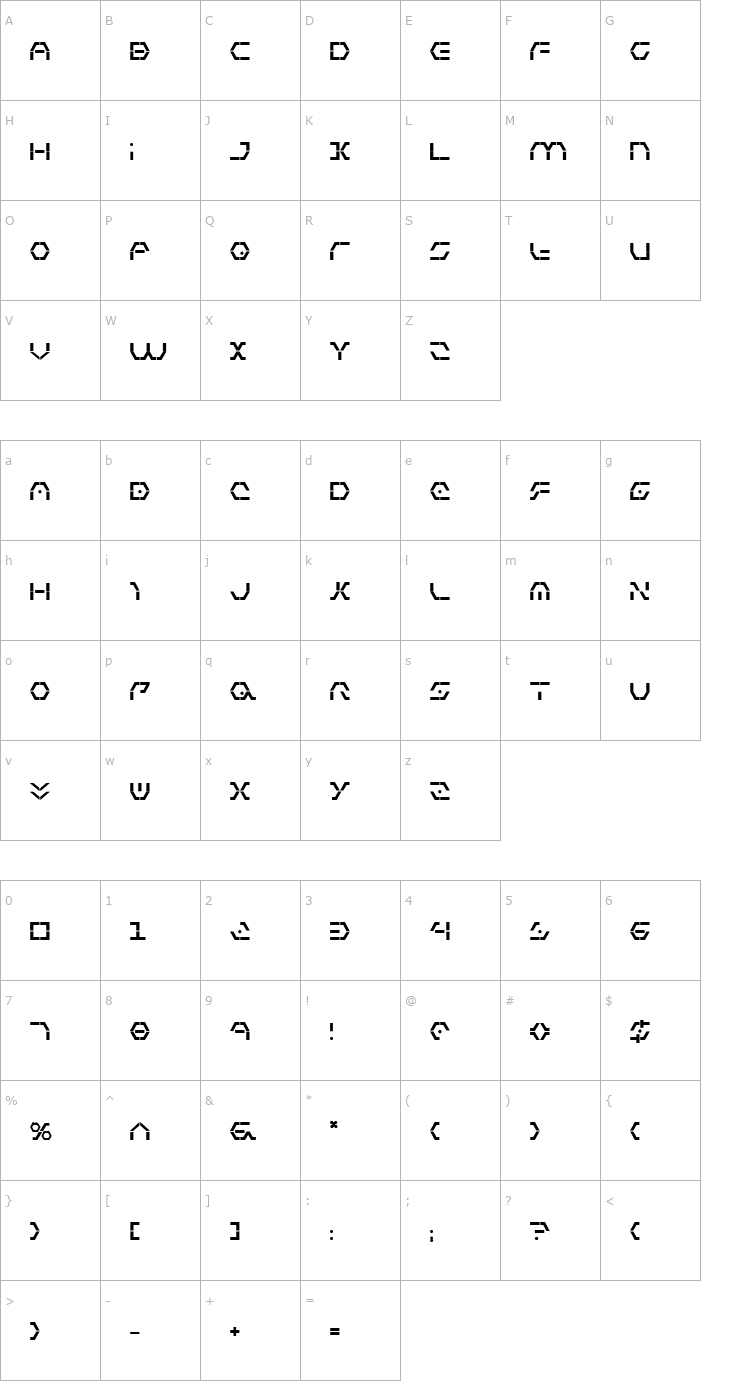 Character Map Zeta Sentry Bold Font