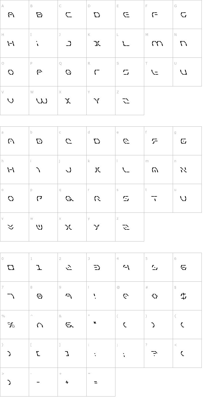 Character Map Zeta Sentry Leftalic Font